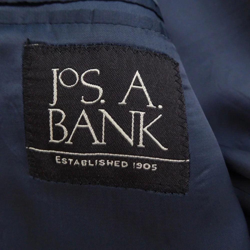 Jos. A. Bank Mens Blazer Navy Blue 100% Wool Two Button Gold Crest 46L